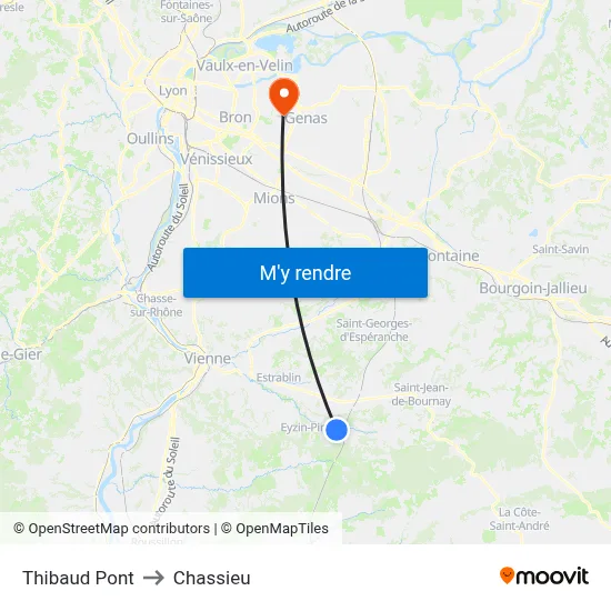 Thibaud Pont to Chassieu map