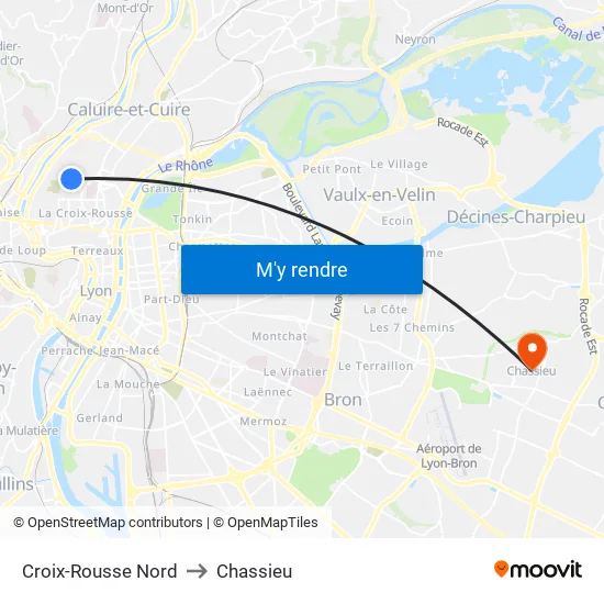 Croix-Rousse Nord to Chassieu map
