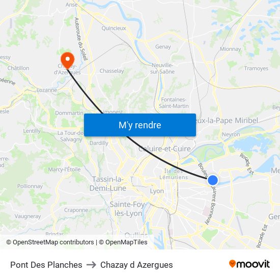 Pont Des Planches to Chazay d Azergues map