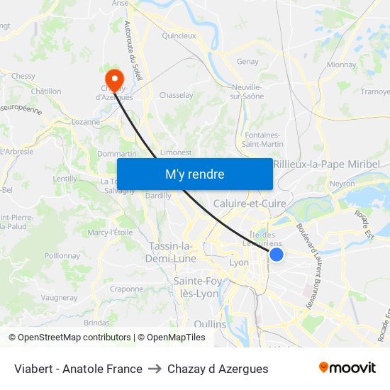 Viabert - Anatole France to Chazay d Azergues map