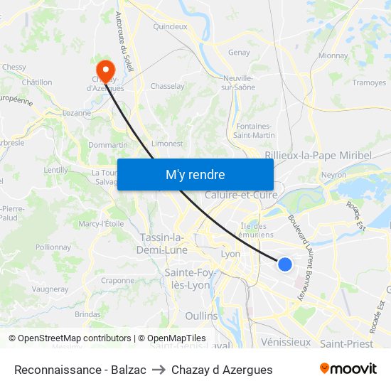 Reconnaissance - Balzac to Chazay d Azergues map