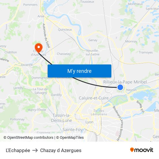 L'Echappée to Chazay d Azergues map