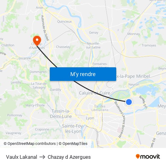 Vaulx Lakanal to Chazay d Azergues map