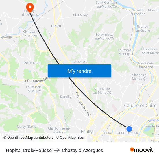 Hôpital Croix-Rousse to Chazay d Azergues map