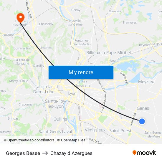 Georges Besse to Chazay d Azergues map