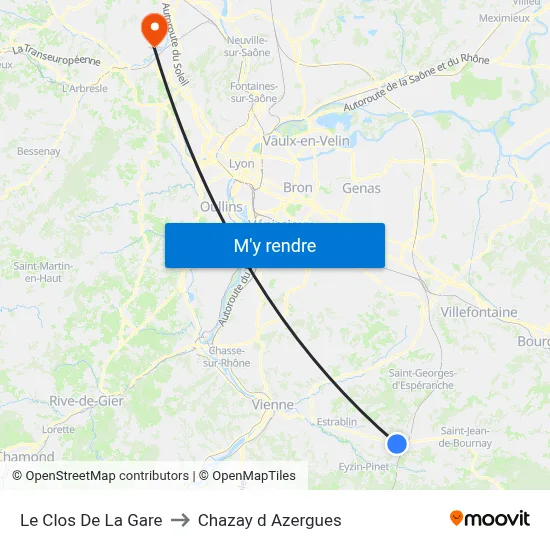 Le Clos De La Gare to Chazay d Azergues map