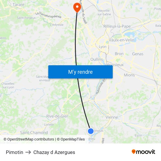 Pimotin to Chazay d Azergues map