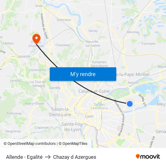 Allende - Egalité to Chazay d Azergues map