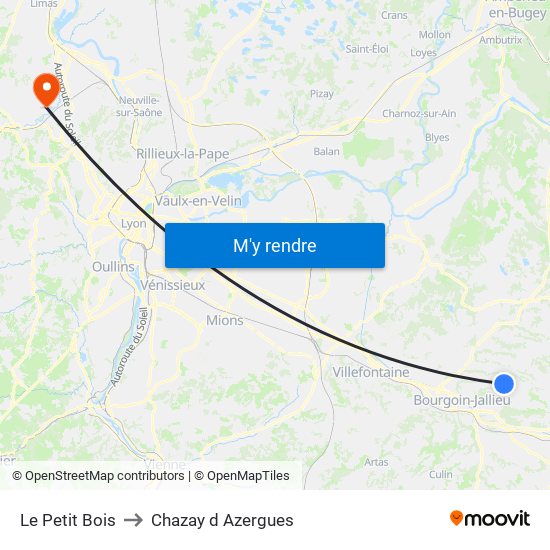 Le Petit Bois to Chazay d Azergues map