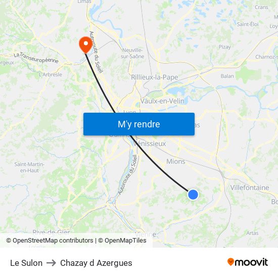 Le Sulon to Chazay d Azergues map