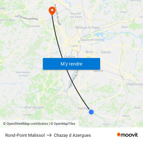 Rond-Point Malissol to Chazay d Azergues map