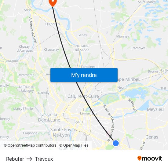 Rebufer to Trévoux map