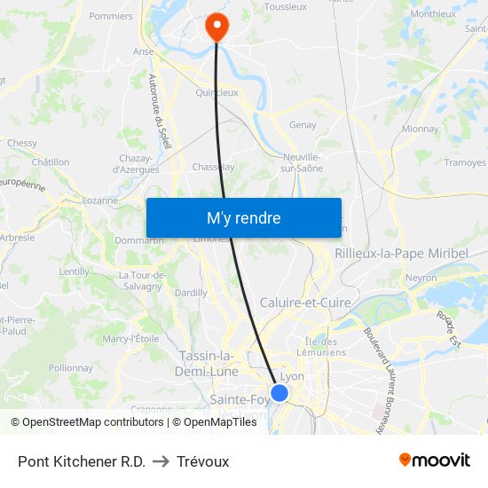 Pont Kitchener R.D. to Trévoux map