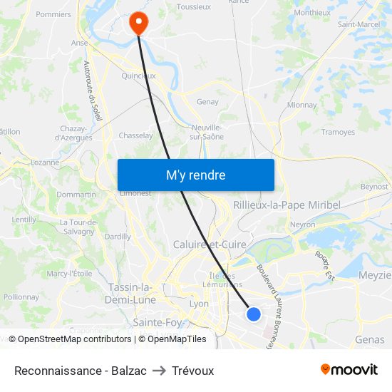 Reconnaissance - Balzac to Trévoux map