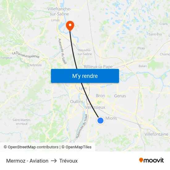 Mermoz - Aviation to Trévoux map