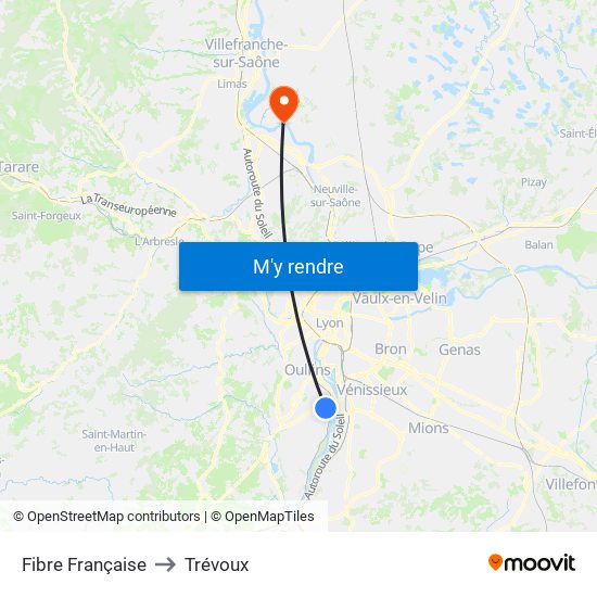 Fibre Française to Trévoux map