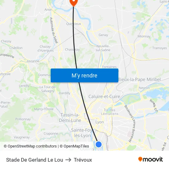 Stade De Gerland Le Lou to Trévoux map