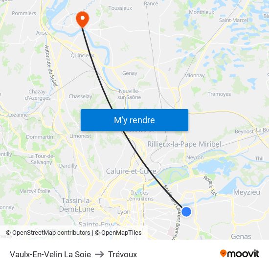 Vaulx-En-Velin La Soie to Trévoux map