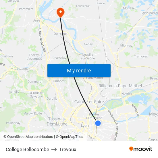 Collège Bellecombe to Trévoux map