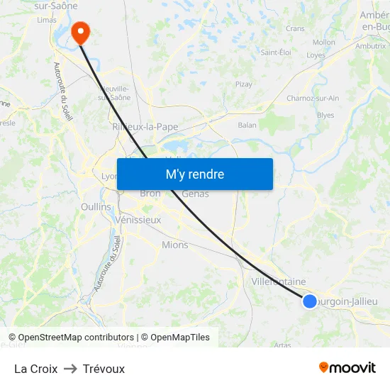 La Croix to Trévoux map