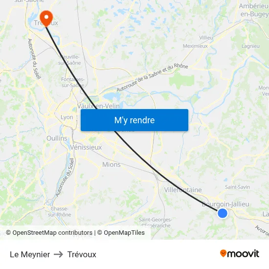 Le Meynier to Trévoux map