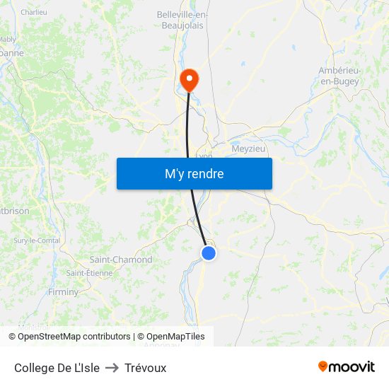 College De L'Isle to Trévoux map
