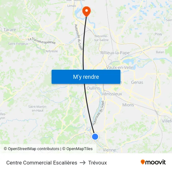 Centre Commercial Escalières to Trévoux map