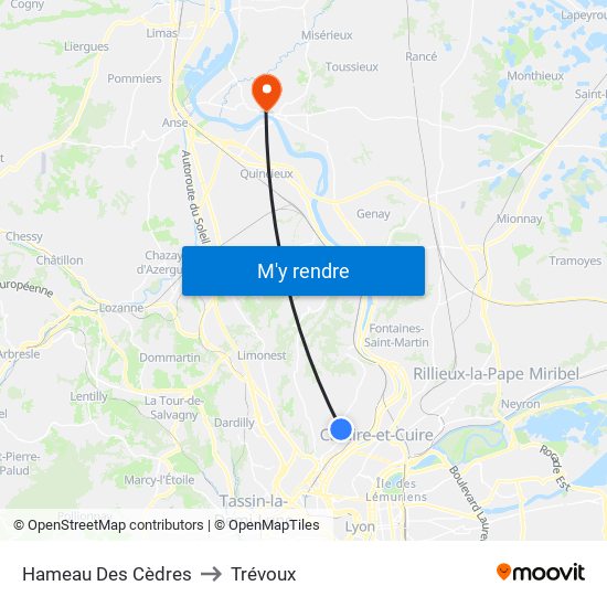 Hameau Des Cèdres to Trévoux map