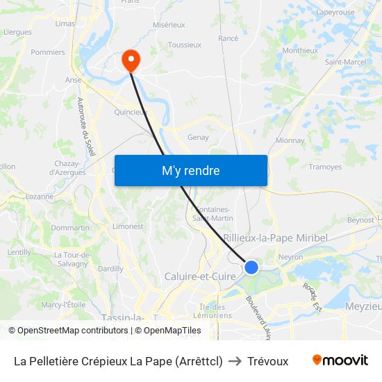 La Pelletière Crépieux La Pape (Arrêttcl) to Trévoux map