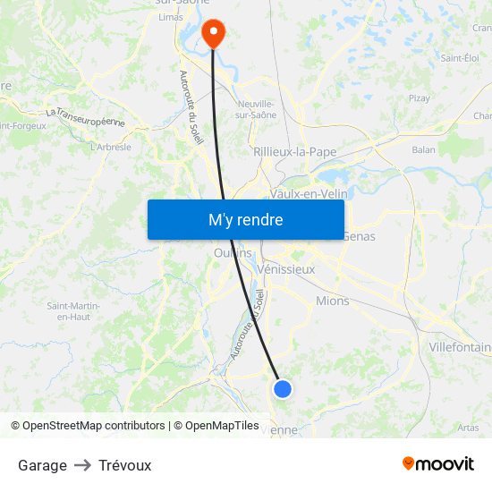 Garage to Trévoux map