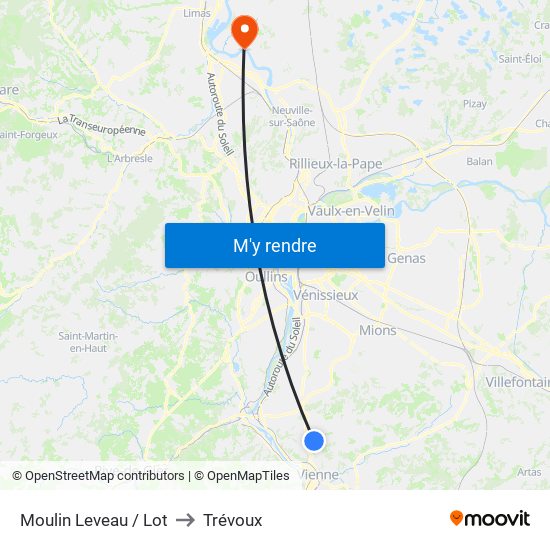 Moulin Leveau / Lot to Trévoux map