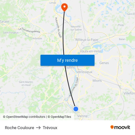Roche Couloure to Trévoux map
