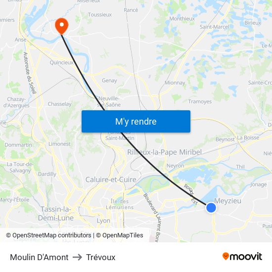 Moulin D'Amont to Trévoux map