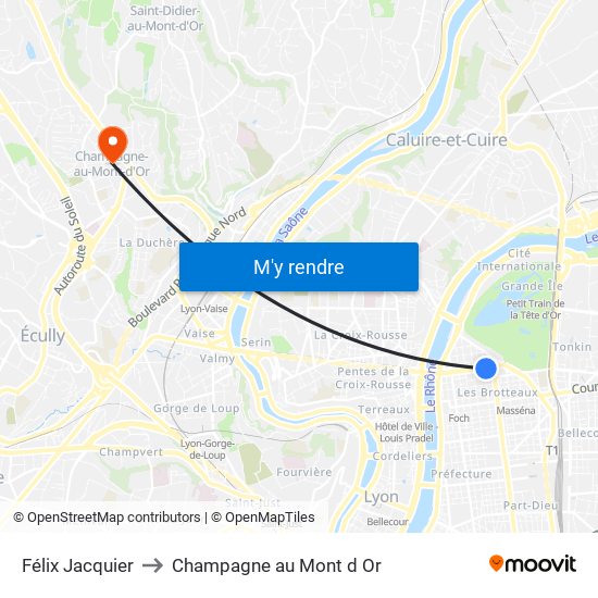 Félix Jacquier to Champagne au Mont d Or map