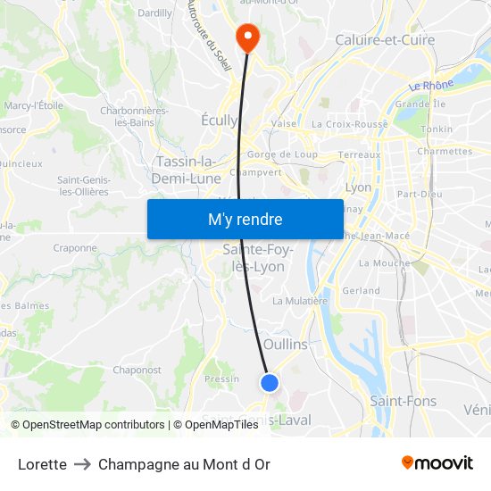 Lorette to Champagne au Mont d Or map