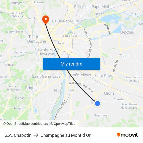 Z.A. Chapotin to Champagne au Mont d Or map