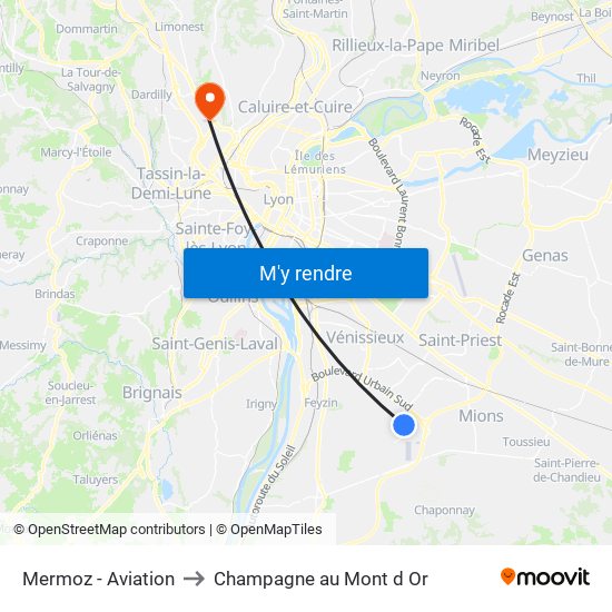 Mermoz - Aviation to Champagne au Mont d Or map