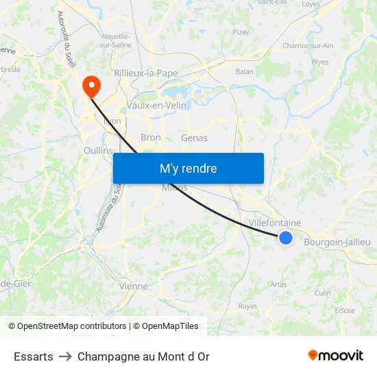 Essarts to Champagne au Mont d Or map