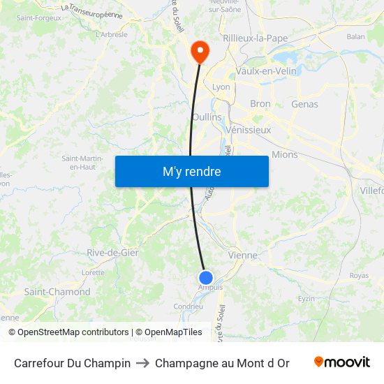 Carrefour Du Champin to Champagne au Mont d Or map