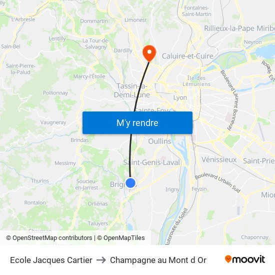 Ecole Jacques Cartier to Champagne au Mont d Or map