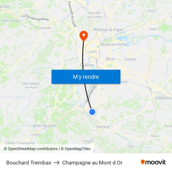 Bouchard Trembas to Champagne au Mont d Or map