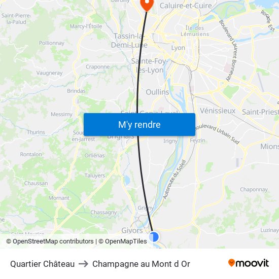 Quartier Château to Champagne au Mont d Or map