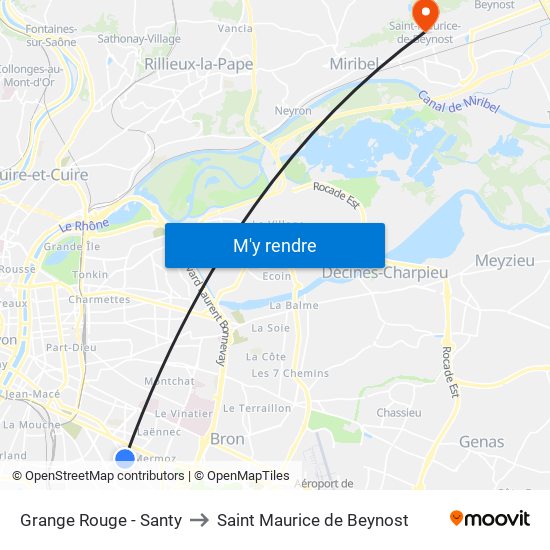 Grange Rouge - Santy to Saint Maurice de Beynost map