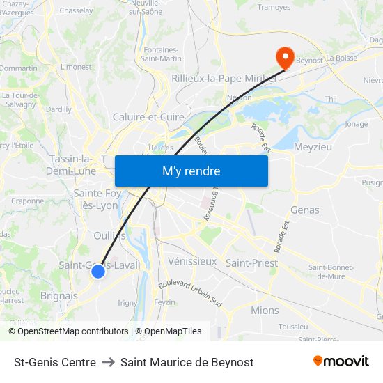 St-Genis Centre to Saint Maurice de Beynost map