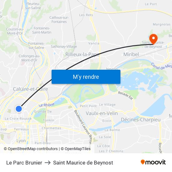 Le Parc Brunier to Saint Maurice de Beynost map