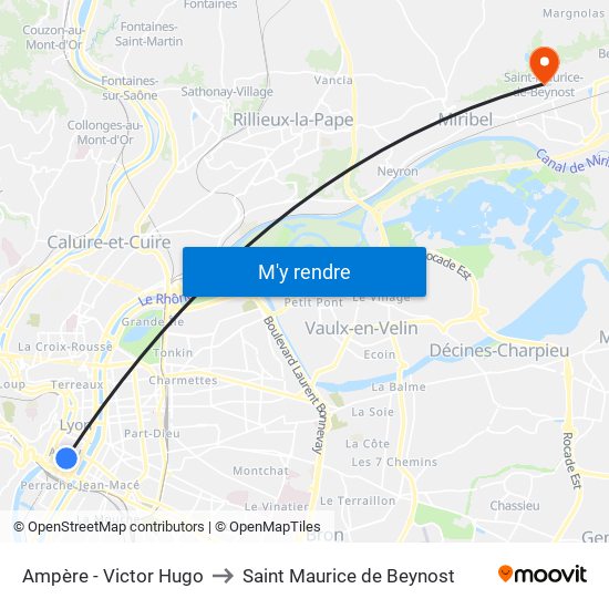 Ampère - Victor Hugo to Saint Maurice de Beynost map