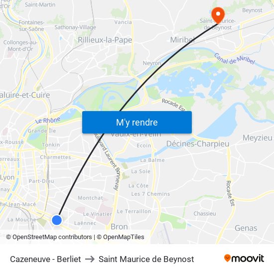 Cazeneuve - Berliet to Saint Maurice de Beynost map