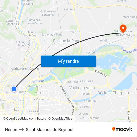 Hénon to Saint Maurice de Beynost map
