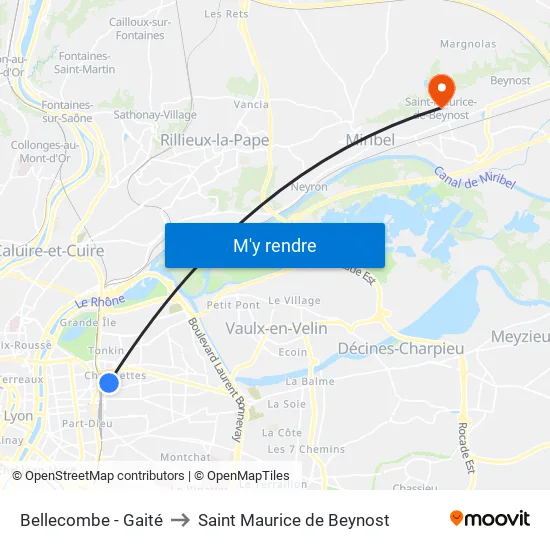 Bellecombe - Gaité to Saint Maurice de Beynost map