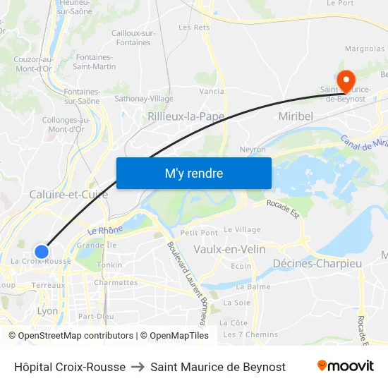 Hôpital Croix-Rousse to Saint Maurice de Beynost map